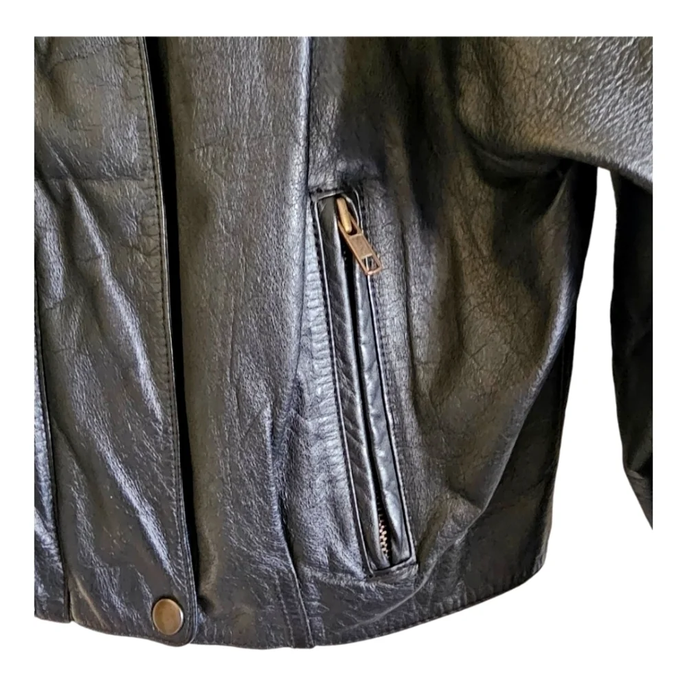 Nordstrom BP. Women's Black Leather Moto Jacket Coat Size Medium - Picture 6 of 14